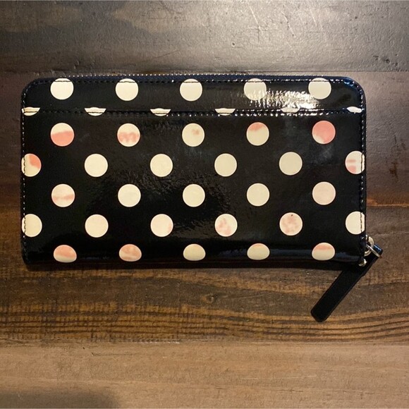 Kate Spade Polk A Dot Black White Full Zip Wallet - Picture 2 of 8